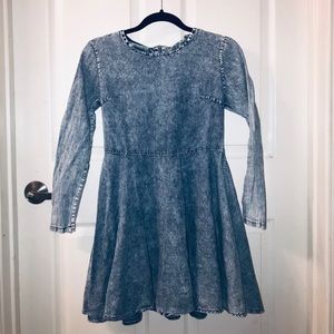 Cute Long Sleeved Jeans Skater Dress